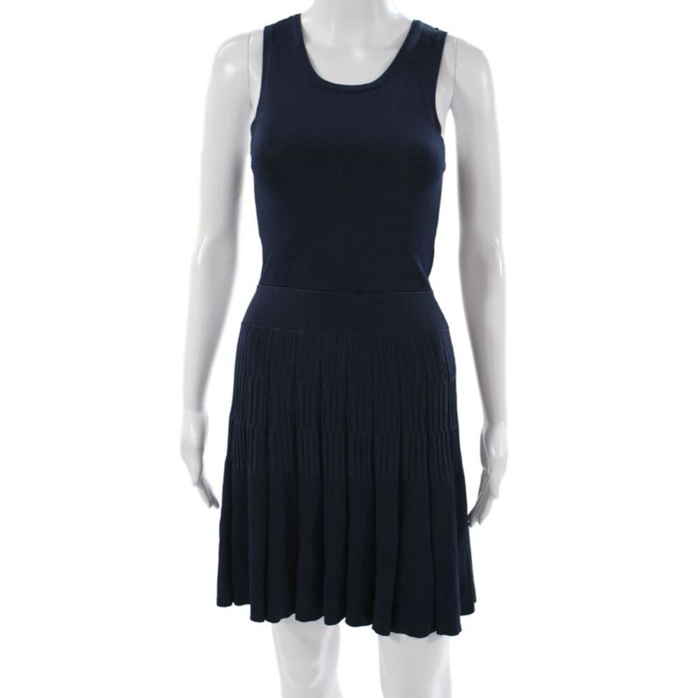 Parker Women Mini Dress Blue Scoop Neck Sleeveless Solid Rayon Fall Size XS